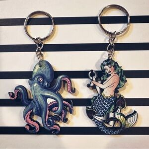 [ 3 FOR $20 ] OCTOPUS & MERMAID KEYCHAINS